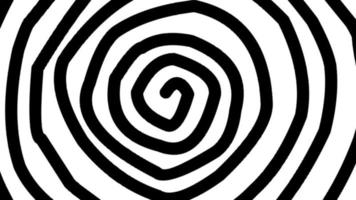 Hand drawn Spinning Hypnotic black spiral animation on white background video