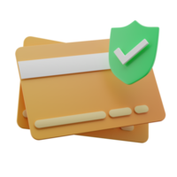 3D card and shield illustration, secure payment icon illustration png