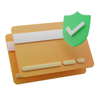3D card and shield illustration, secure payment icon illustration