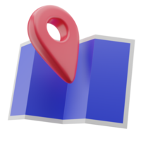 3D blue map with red pinpoint icon png