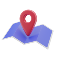 3D blue map with red pinpoint icon png