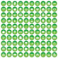 100 iconos de negocios establecer círculo verde vector