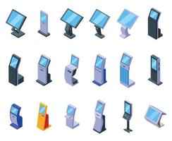 Touchscreen icons set isometric vector. Phone system vector