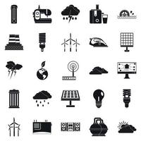 Windmill icons set, simple style vector