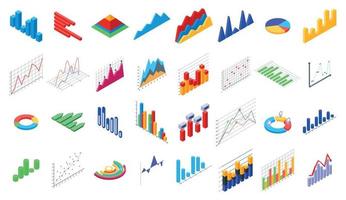 Regression icons set, isometric style vector