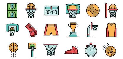 Basketball equipment icons set vector flat
