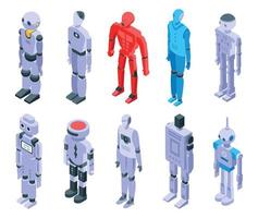 conjunto de iconos humanoides, estilo isométrico vector