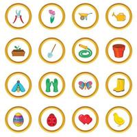 Spring icons circle vector