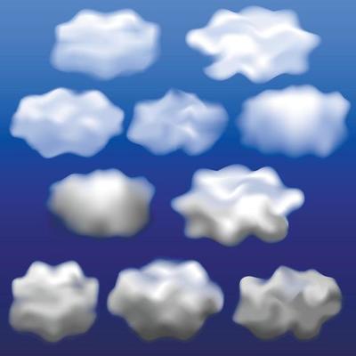 Clouds isolated mockup set, realistic style