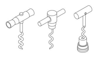 Corkscrew icon set vector outine