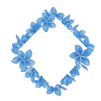 aquarel blad en bloem frame, blauwe bladeren clipart png