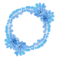 cornice di foglie e fiori dell'acquerello, clipart di foglie blu png