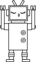 line drawing cartoon robot vector