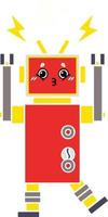 flat color retro cartoon robot vector