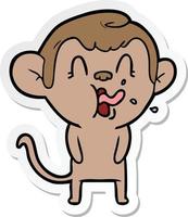 sticker of a crazy cartoon monkey vector