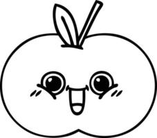 line drawing cartoon red apple vector