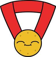 cute cartoon gold medal vector