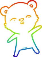 rainbow gradient line drawing happy cartoon polar bear pointing vector