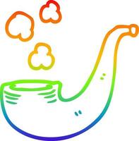 rainbow gradient line drawing cartoon smoking pipe vector