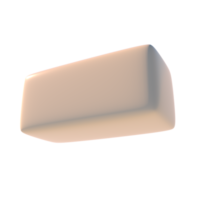3D-rendering grundläggande form lång kub minus primitiv ikon illustration med glänsande finish element png