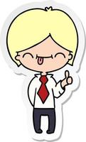 sticker cartoon of boy with thumb up vector