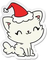 christmas sticker cartoon of kawaii cat vector