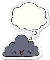 cute cartoon cloud and thought bubble as a printed sticker vector