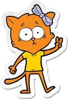 sticker of a cartoon cat vector