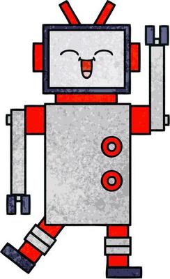 retro grunge texture cartoon robot