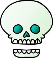 garabato de dibujos animados degradado de una cabeza de calavera vector