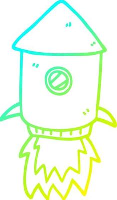 cold gradient line drawing cartoon space rocket