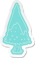 cartoon sticker single snow covered tree vector