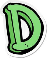 sticker of a cartoon letter D vector