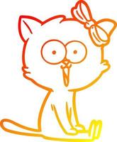 warm gradient line drawing cartoon cat vector