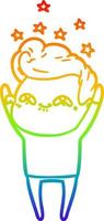 rainbow gradient line drawing cartoon excited man vector