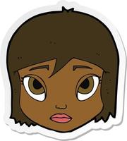 sticker of a cartoon female face vector