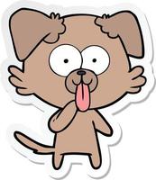 sticker of a cartoon dog with tongue sticking out vector