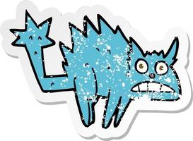 retro distressed sticker of a cartoon frightened cat vector
