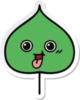 sticker of a cute cartoon expressional leaf vector