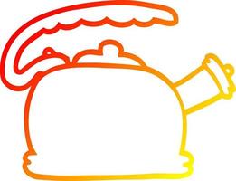 warm gradient line drawing cartoon whistling kettle vector