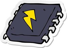 sticker of a cartoon computer chip vector