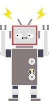 flat color retro cartoon robot vector
