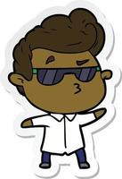 sticker of a cartoon cool guy vector