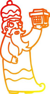 warm gradient line drawing one of the three wise men cartoon