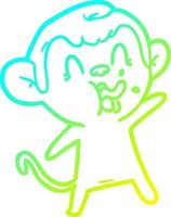 línea de gradiente frío dibujo mono loco de dibujos animados vector