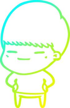 línea de gradiente frío dibujo chico presumido de dibujos animados vector