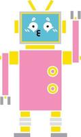 flat color retro cartoon robot vector