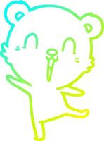 dibujo de línea de gradiente frío feliz oso polar de dibujos animados bailando