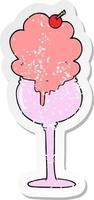 distressed sticker of a cartoon ice cream desert
