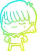 cold gradient line drawing cartoon woman vector